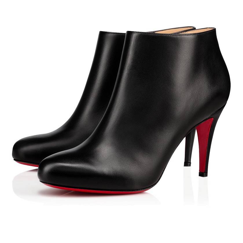 Women's Christian Louboutin Belle 85mm Leather Ankle Boots - Black [9046-723]